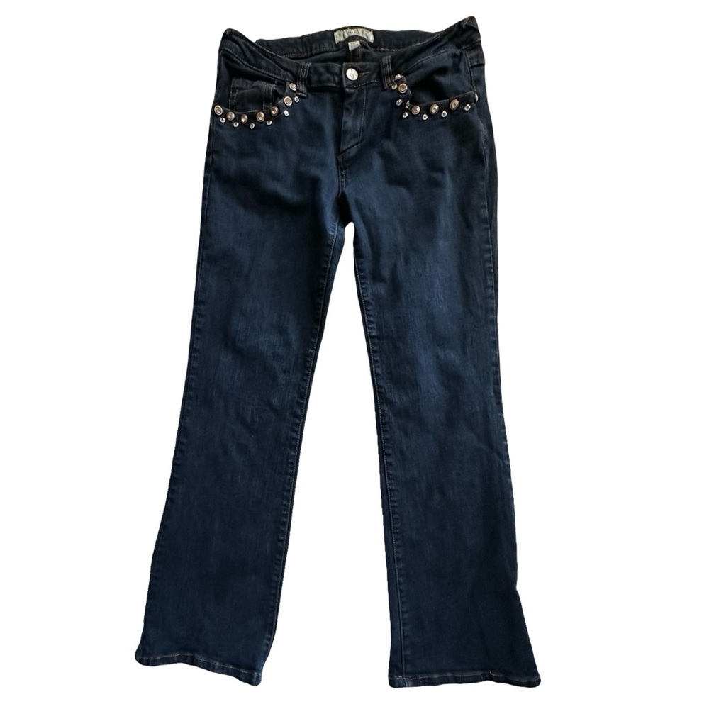 Low-Rise Rhinestone Studded Bootcut Blue Jeans Women Juniors Size 11.